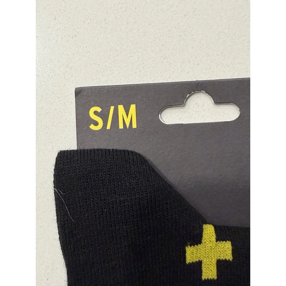Dr Martens AC623018 Cross Logo Black Yellow Cotton Blend Crew Socks S/M NWT